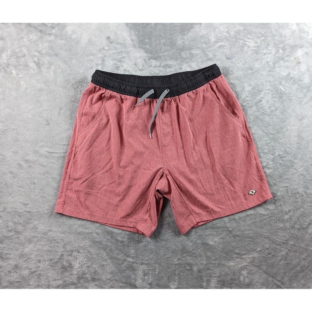 Burlebo Shorts Men Large Red Pink Lined Drawstring Stretch Athletic 7" Inseam